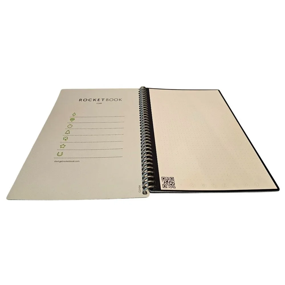 Rocketbook Core Reusable Smart Notebook Black Spiral Bound Eco Friendly NO PEN